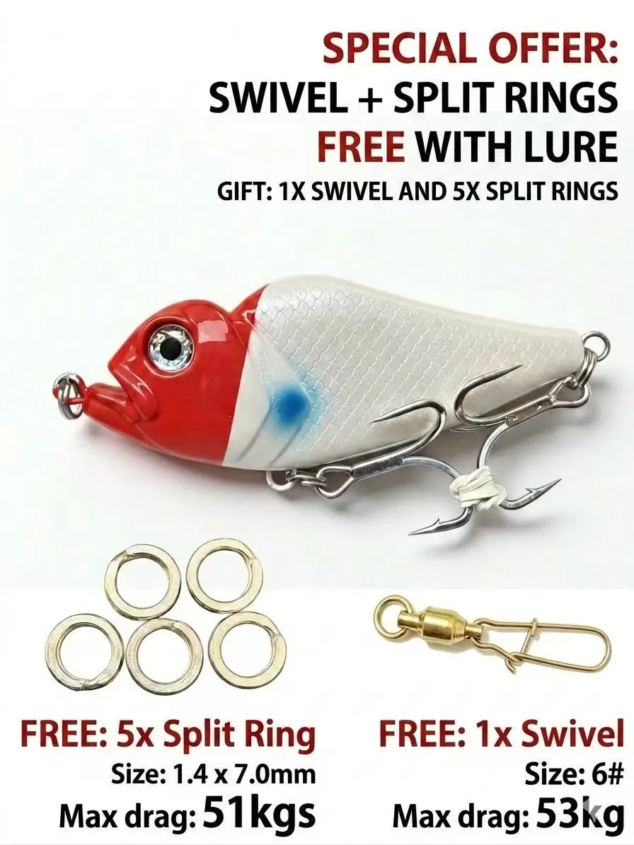

122mm 73g Sinking Pencil Stick Hard Baits Treble Hooks With Noise for GT/Tuna/Snapper Lure with 5 Free Split Rings and 1 Swivel