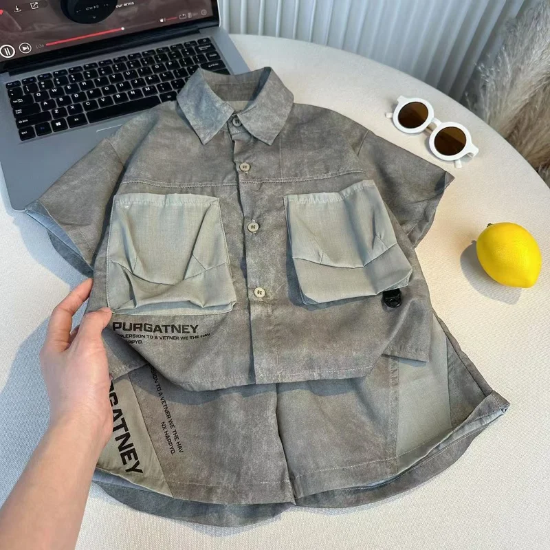 Kinder Outfit Sommer Kleidung Neue Jungen Kurzarm Shirt Shorts 2-teiliges Set Sommer kinder Baby Kleidung Set 90-150CM