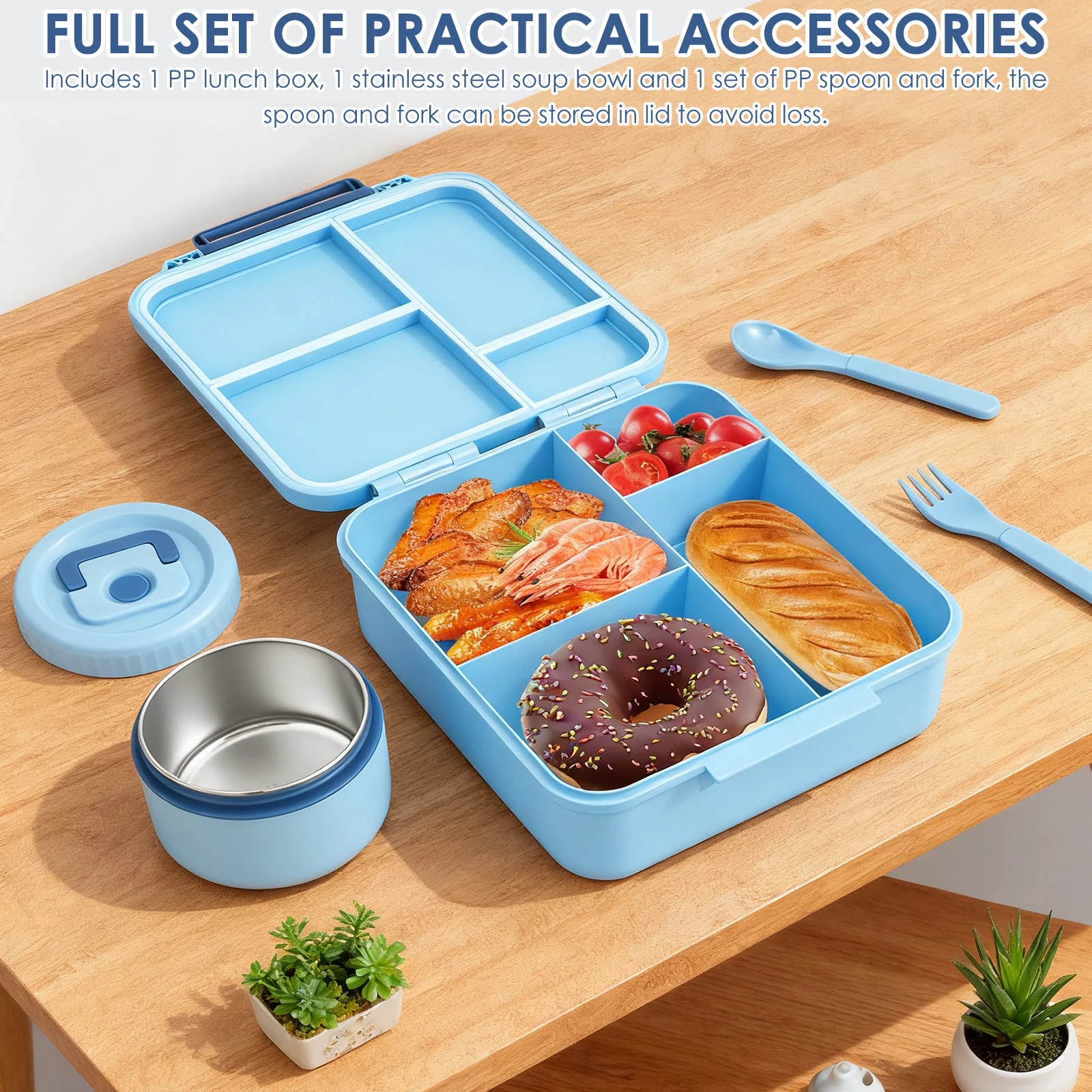 1700 مللي بينتو علب الاغذية مع ملعقة شوكة الاطفال قدرة عالية الميكروويف حاويات الغذاء المحمولة مانعة للتسرب نزهة وجبة صندوق جرة الحساء #4