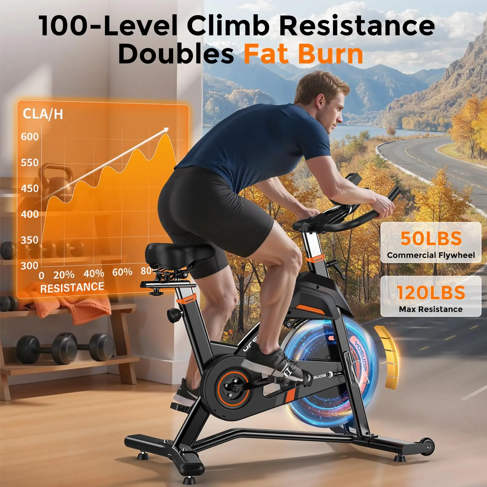 Magnetic Exercise Bike,Stationary Bikes for Home with Exclusive App, 400 lbs Weight Capacity & 50 lbs Flywheel, Indoor