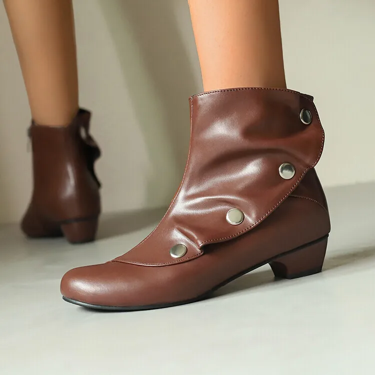 

Women's Western Boots Thick Heels Retro Ankle Boots With Side Zip