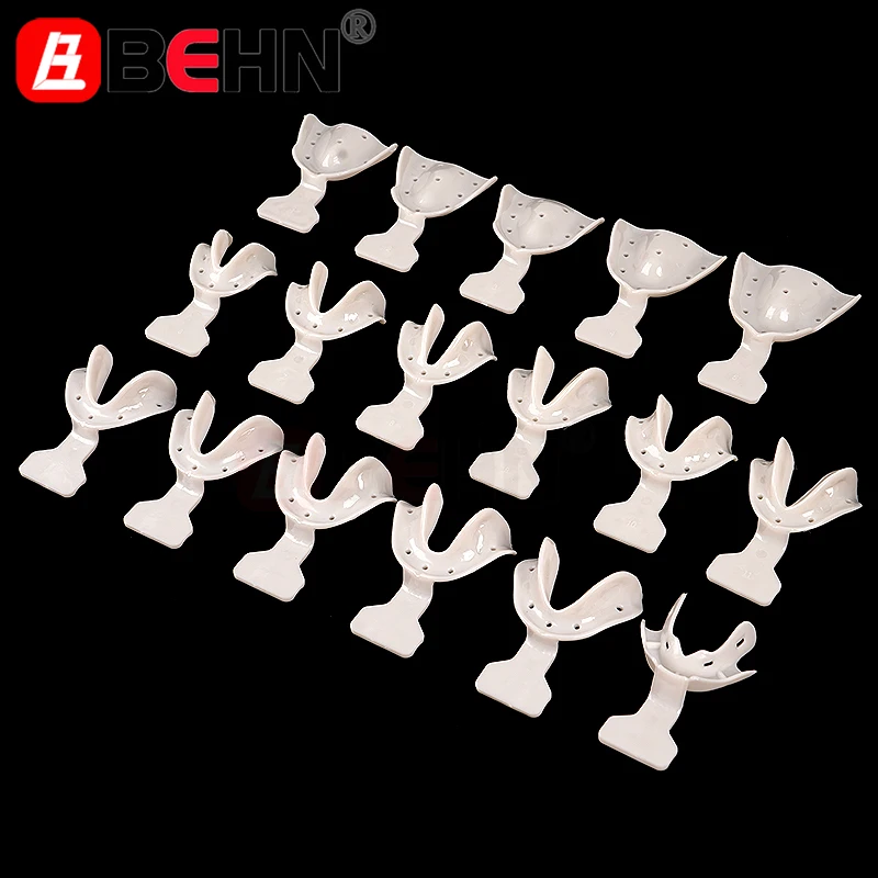 17Pcs/set Dental Impression Trays Teeth Holder Autoclavable 200 Degree Edentulous Jaws Impression Tooth Trays Tools Dentist Lab