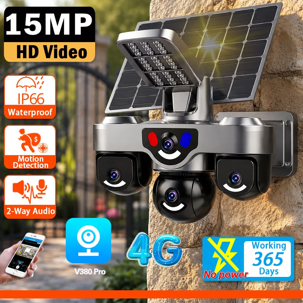 AOV Solar CCTV Security Camera V380 Pro Wireless 4G Sim Card IP Camera with Lighting Built for Reliable Home and Farm Monitoring
