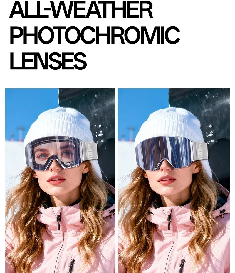 Kapvoe Hot Flip Over Magnetische UV400 Schneebrille Photochromatische Ski- und Schneemobilbrille für Herren und Damen, Antibeschlag-Snowboardbrille, Skiausrüstung – Detail 18