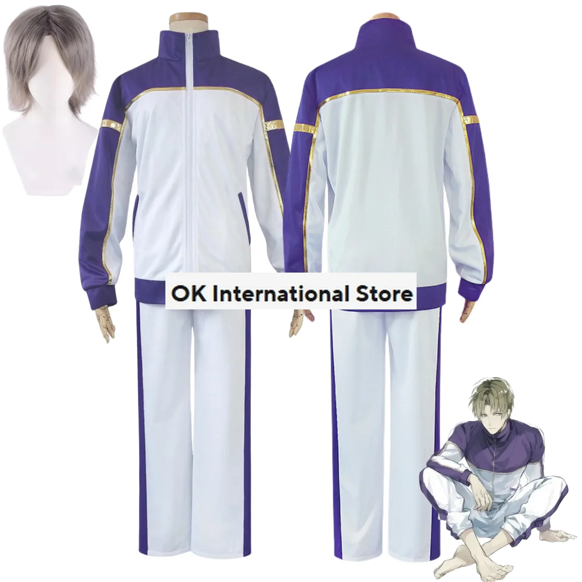 Jeu Touken Ranbu Heshikirihasebe Cosplay Costume, Perruque Blanche Sportedly, Ensemble Complet Adulte Homme et Femme, 03 Uniforme de Loisirs