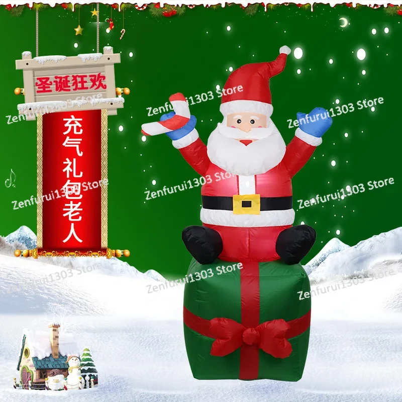 Inflatable Santa Claus Lights Air Mold Christmas Decoration Garden Decoration Props