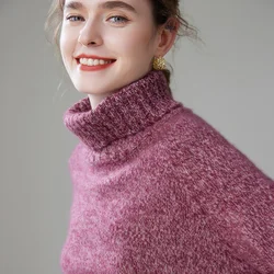 2023 Hot Sale Autumn Winter New 100% Pure Cashmere Sweater Turtleneck Women's Thicken Warm Female Loose Large Size Knit Jumper