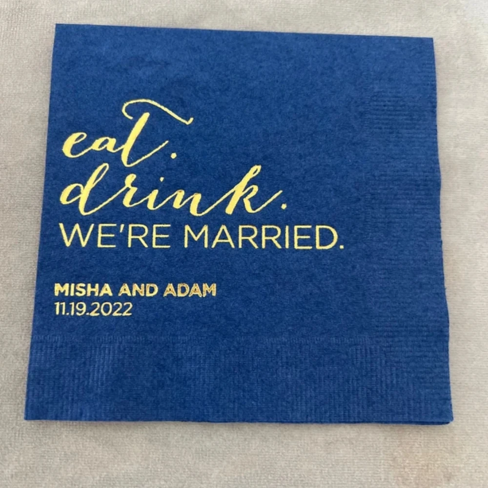 

Eat Drink We're Married Personalized Wedding Cocktail Napkins Rehearsal Dinner Lunches Dinners Engagement Bar Napkins, 50Pcs