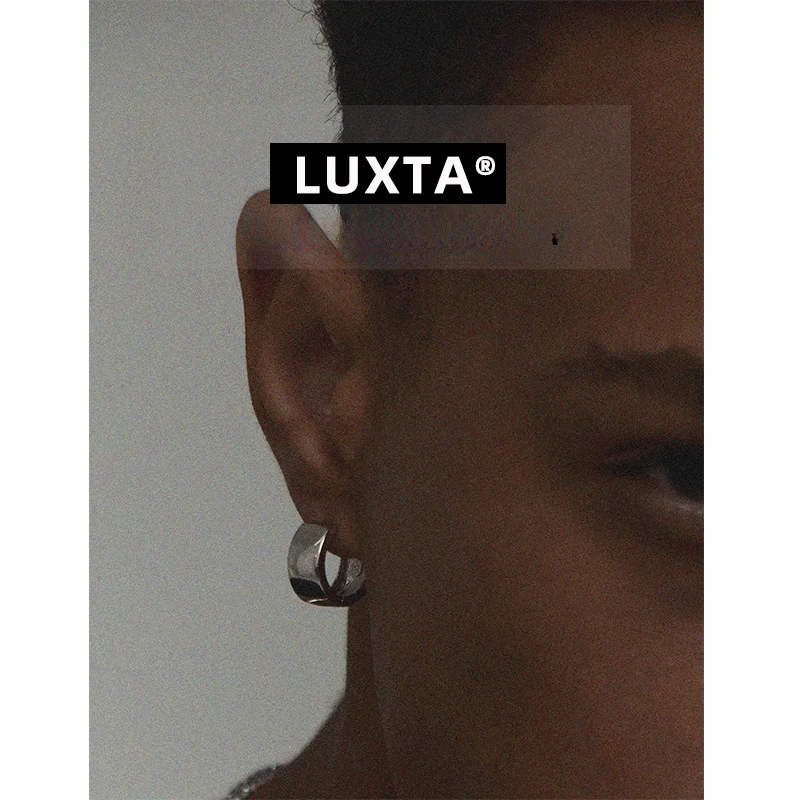 Luxta S925 Silver Earrings Wide Version Pure Silver Plated Gold Men's American Hip Hop Women's Personality Fashion Jewelry