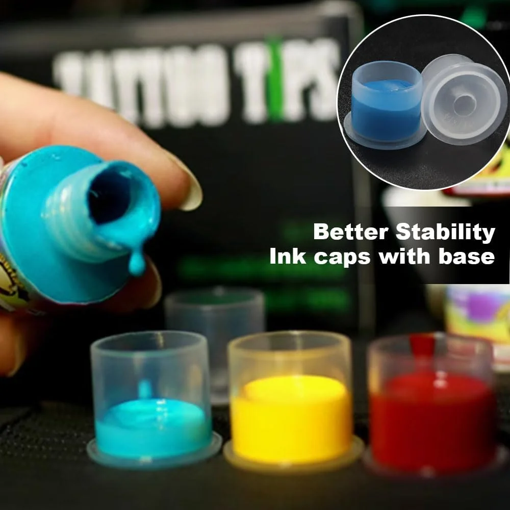 DM 100 قطعة كوب حبر الوشم القابل للتصرف الصباغ البلاستيكي حامل واضح غطاء الحاويات مع أسفل تجميل دائم Microblading العرض