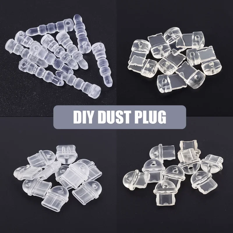 1-10PCS DIY Anti Dust Plug Transparent Charge Port Dust Plug for IPhone Type C Android Plug Stopper Protection Cap Phone Pendant