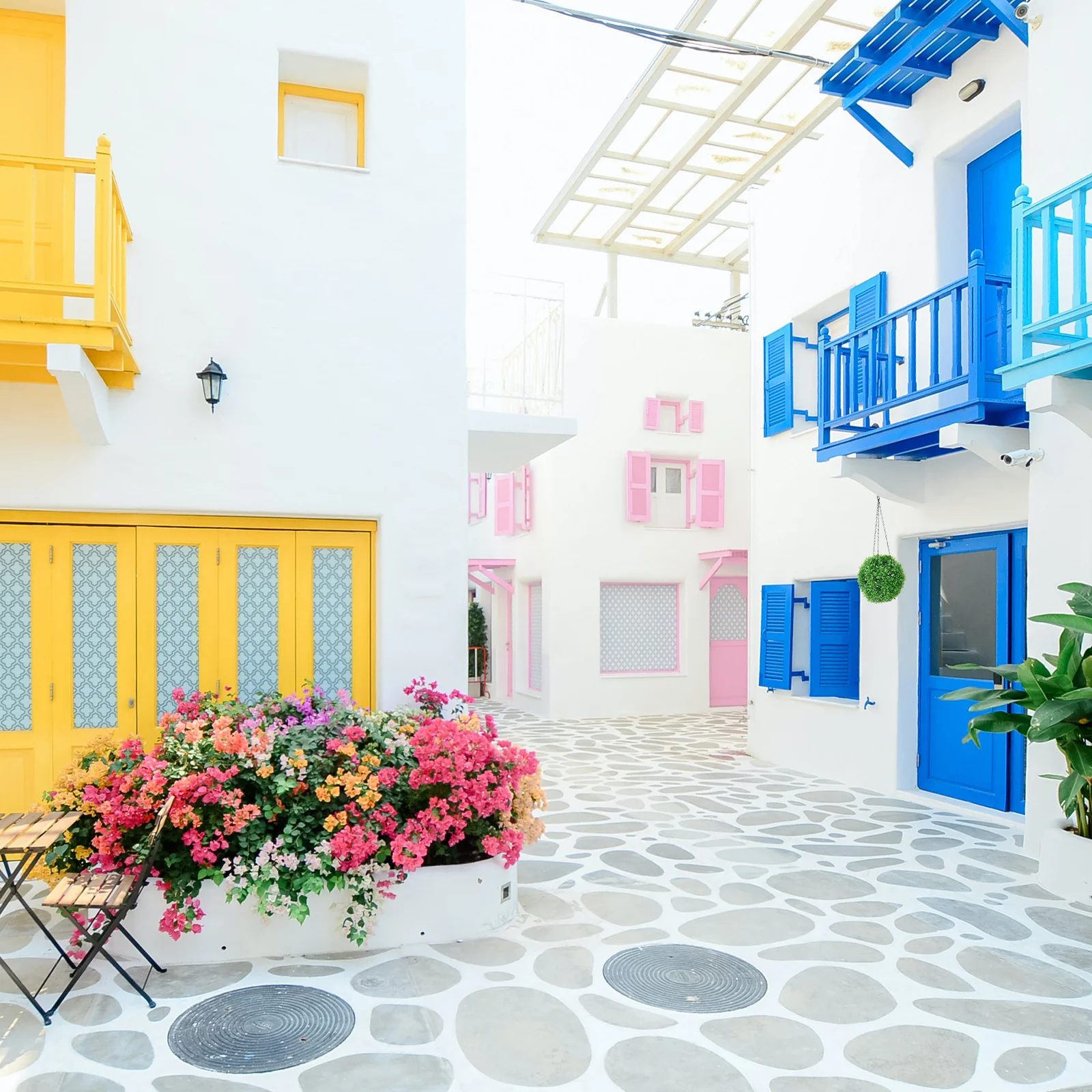 

Artificial Topiary Ball Hanging Chain Faux Decorative Plastic Hanging Ball for Garden Balcony Wedding Faux Topiary Balls