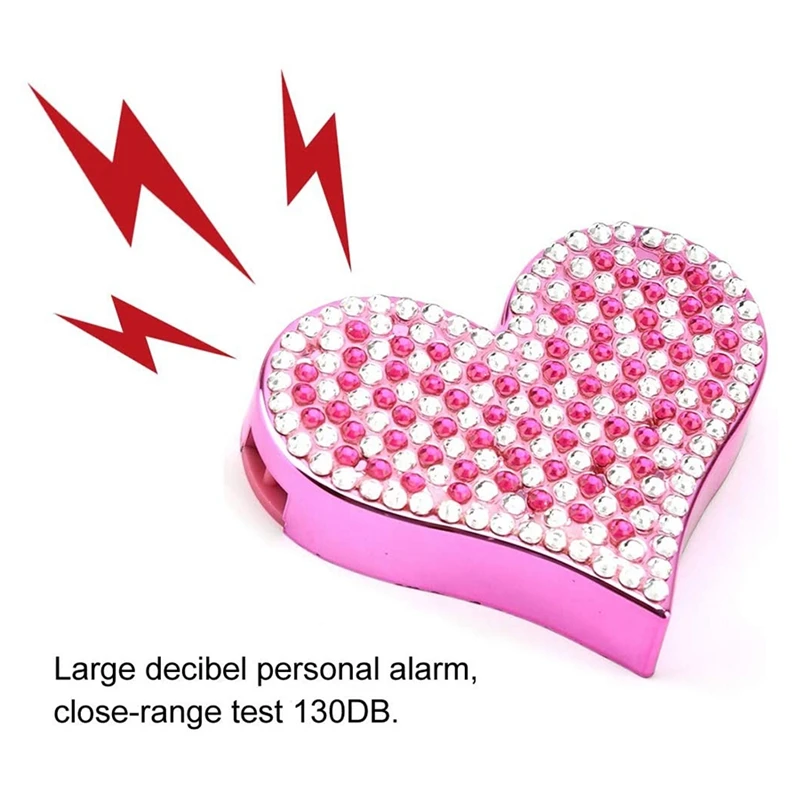 130DB Personal Alarm,Heart Shape Personal Security Alarm Keychain Siren,For The Ladies, For Elderly,Women,Kids,Etc