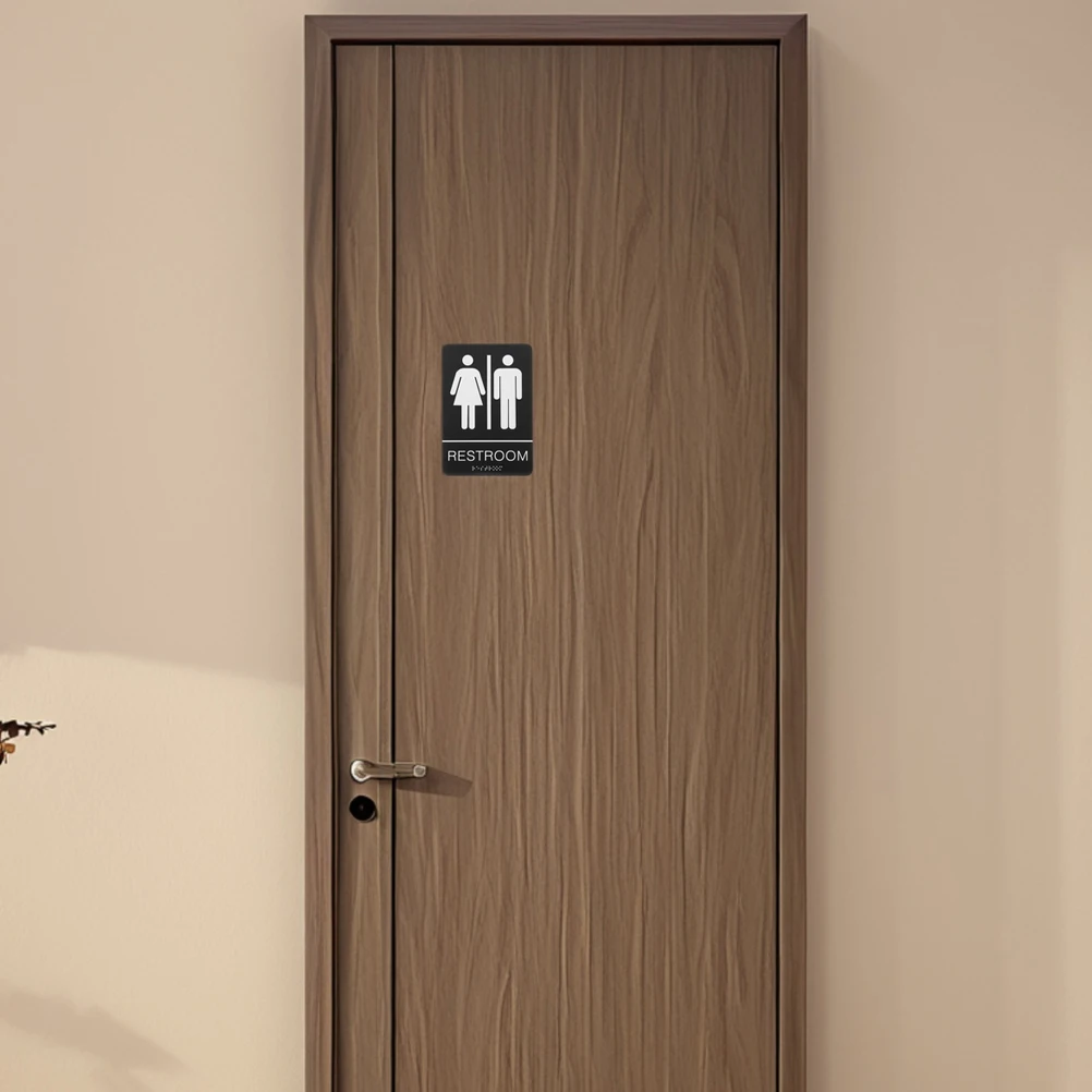 

Unisex Acrylic Braille Restroom Sign Self Adhesive Easy Install for Office Bathroom Door Wall Decoration