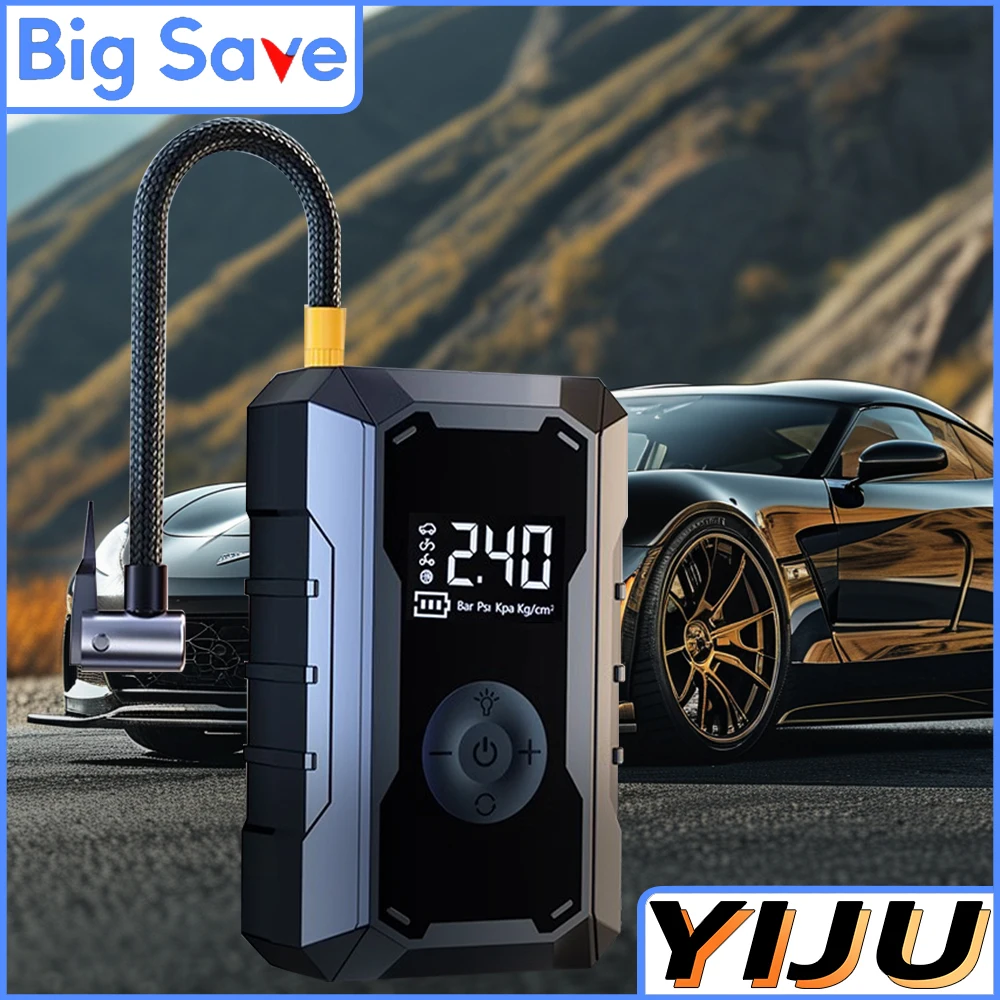 

Беспроводной воздушный насос для автомобильных шин, портативный перезаряжаемый воздушный компрессор для автомобиля, мотоцикла, велосипеда, электрический воздушный насос