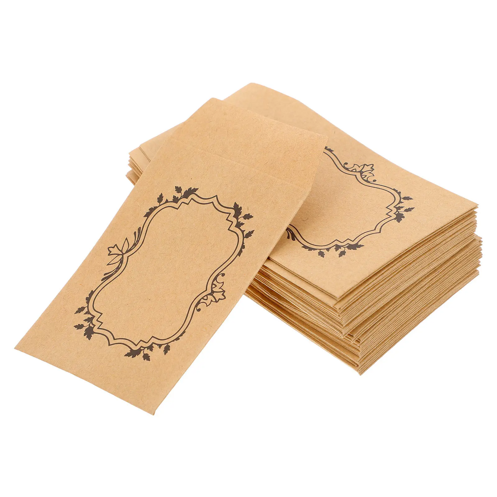 

50Pcs Brown Kraft Paper Envelopes Self Adhesive Small Envelopes for Coins Cash Tips Budgeting Mini Money Pouches Reusable
