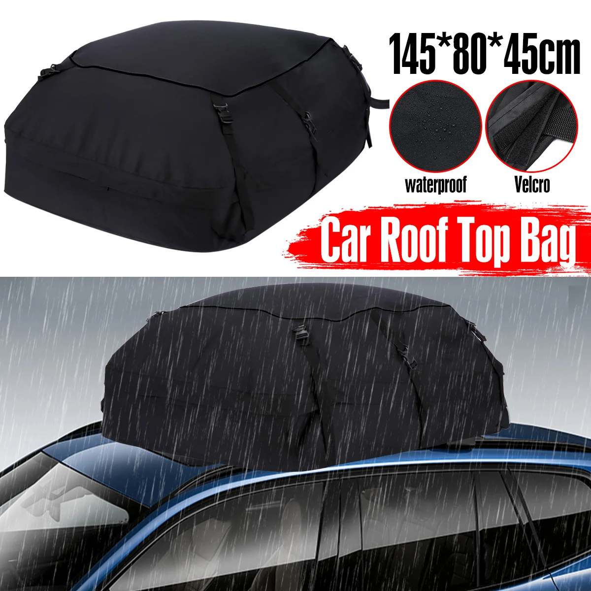 

145*80*45cm Car Cargo Roof Bag Waterproof Auto Rooftop Luggage Carrier Storage Bag 600D Oxford Car SUV Van Foldable Roofs Bags