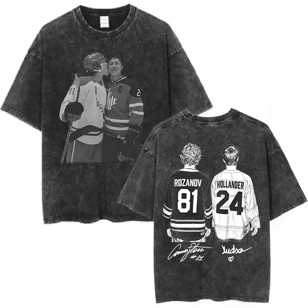 Acid Washed Oversized Heated Rivalry Ilya Rozanov 81 Boston Raiders Streetwear Cotton T Shirt Scott Hunter Shane Hollander Tee