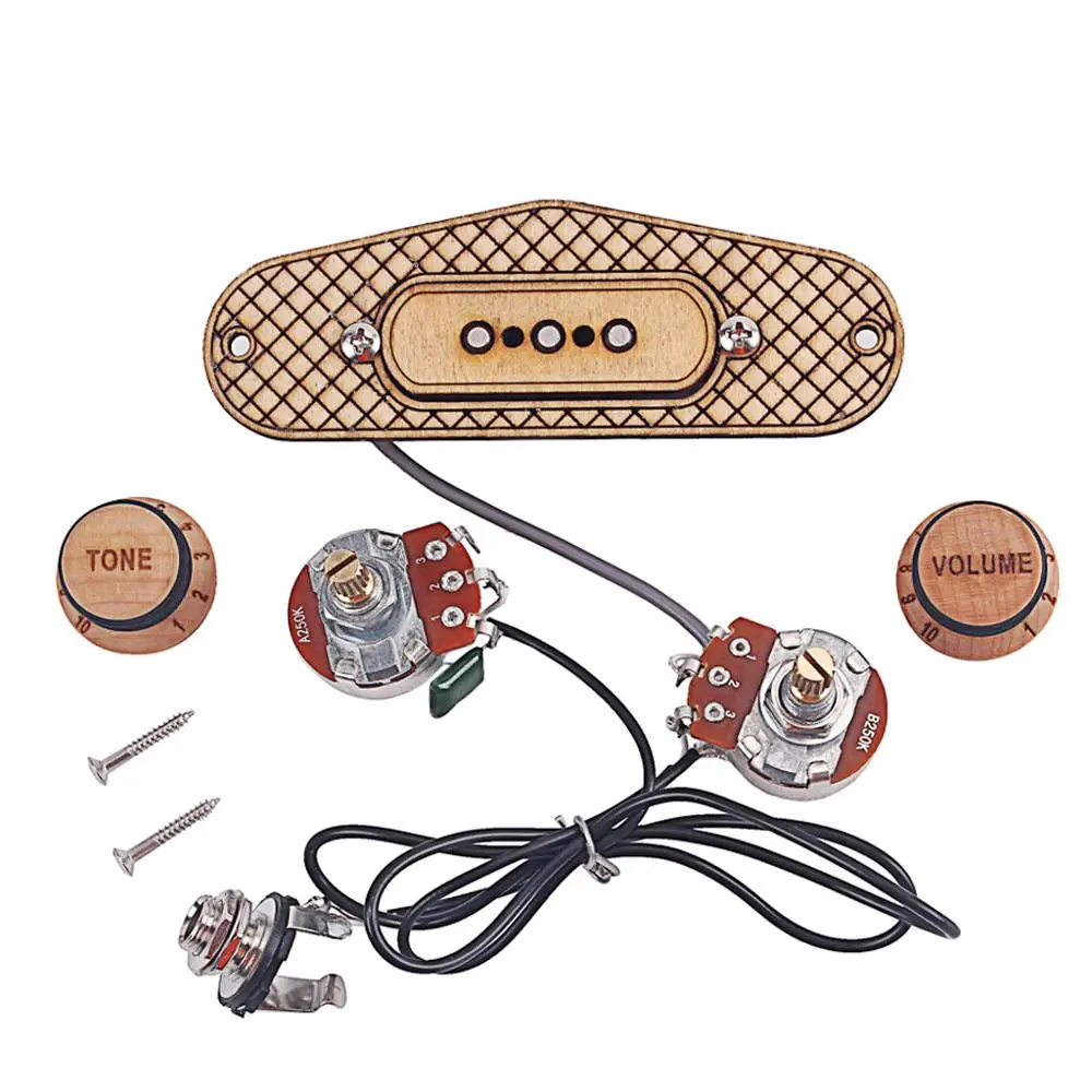 1set Guitar Pickup Pre-wired 3 String Maple Cigar Box Guitar Pickup With Volume & Tone