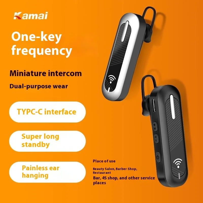 KAMAI Mini Walkie Talkie Transceiver Ear Hook Two Way Radio Ear hanging Charging USB handheld wireless TYPC C headphones