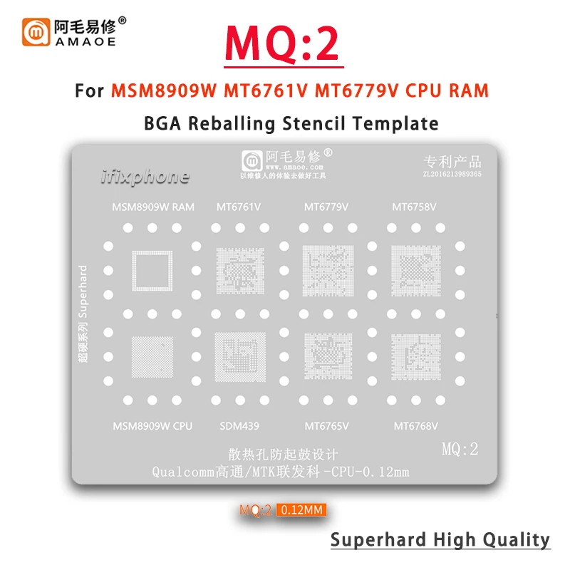 Szablon Amaoe MQ4 BGA Reballing Template Stencil For SM8350 SM8450 SM7315 SM7325 MT6833V MT6799W MT6877V RAM CPU IC Chip Tin Plant Net — zdjęcie 6