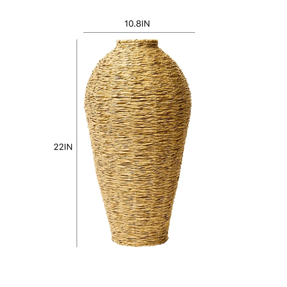 

Large 22 Inch Woven Faux Seagrass Floor Vase Decorative Indoor Urn Dried Plants Entryway Living Room Home Décor