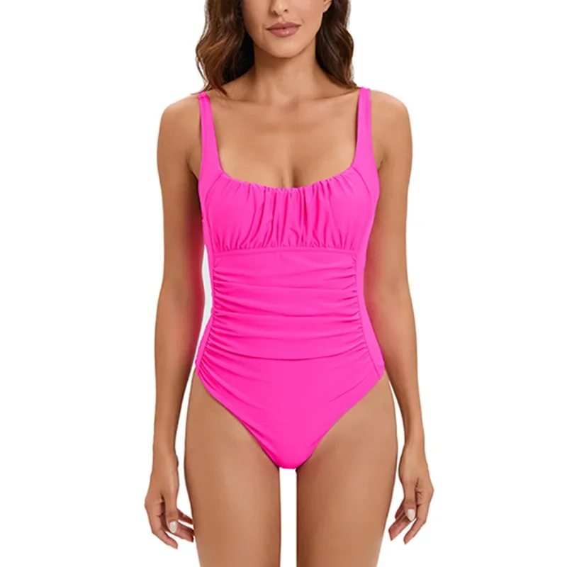

Sexy One Piece Swimsuit Women 2025 Female Summer Plus Size Swimwear Push Up Bikini Solid Bathing Suit Beachwear Thong Monokini