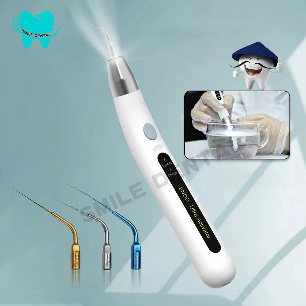 

LED Dental Wireless Endo Ultrasonic Activator Root Canal Cleaning Ultra Activator with 3 Tips Dentistry Tool