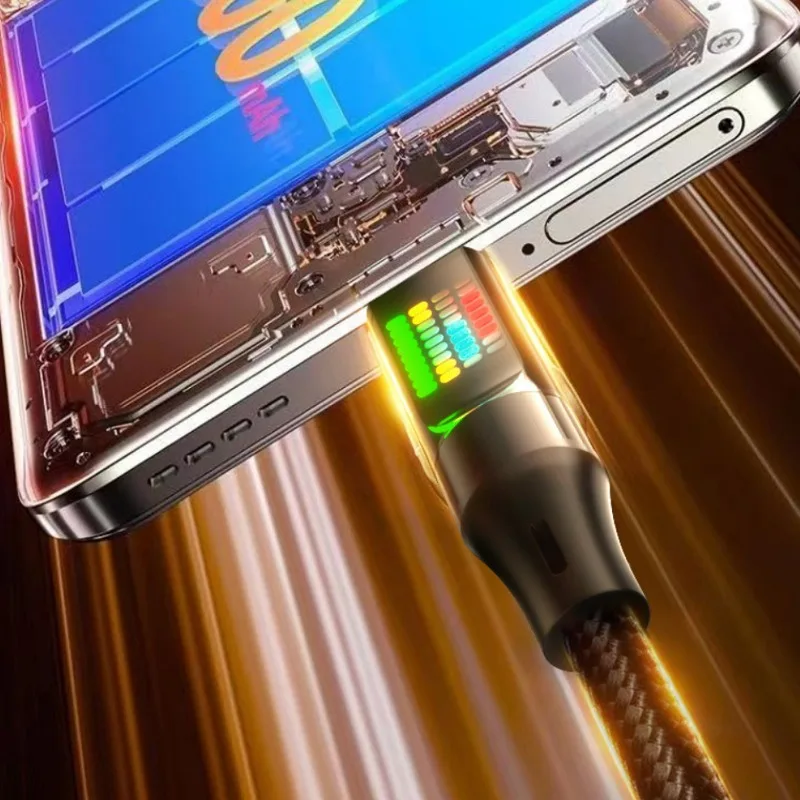 100 W Gamer RGB leuchtendes USB-C-Kabel Typ C auf Typ C PD Schnellladekabel Nylon geflochten für Samsung MacBook Pro Air IPhone 17 Uhr
