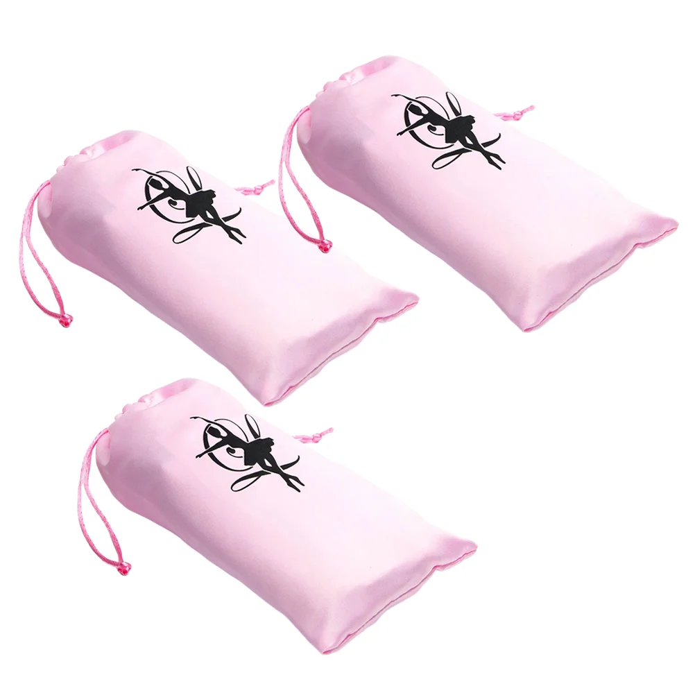 3 Pcs Dance Shoe Storage Bag Girl Ballet Soft-soled Shoes Drawstring Dancing Satin Bags