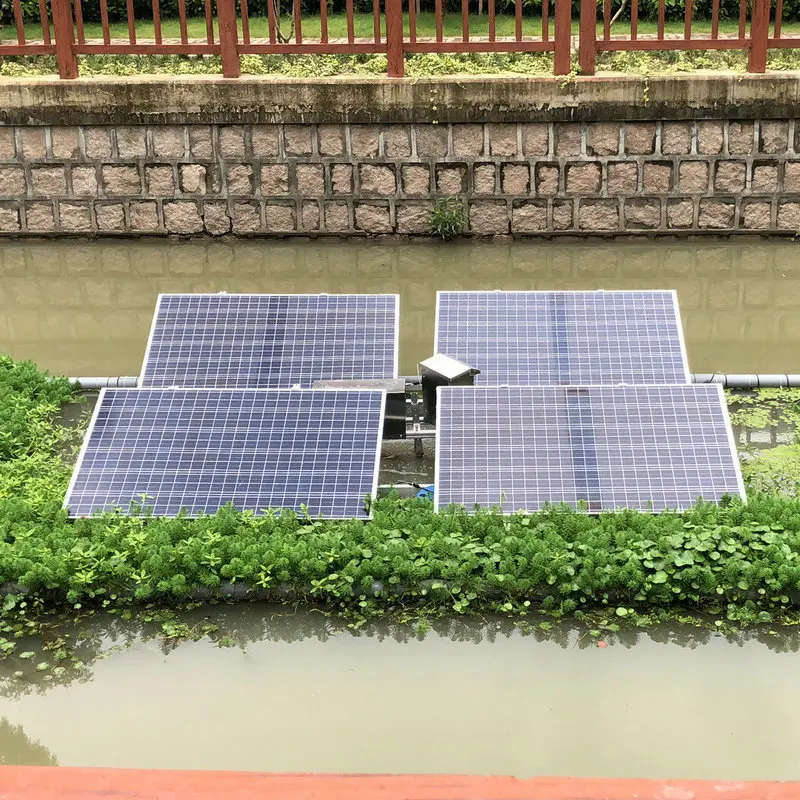 400W solar microporous oxygenation aerator, microporous aeration, ecological restoration of black and odorous river water