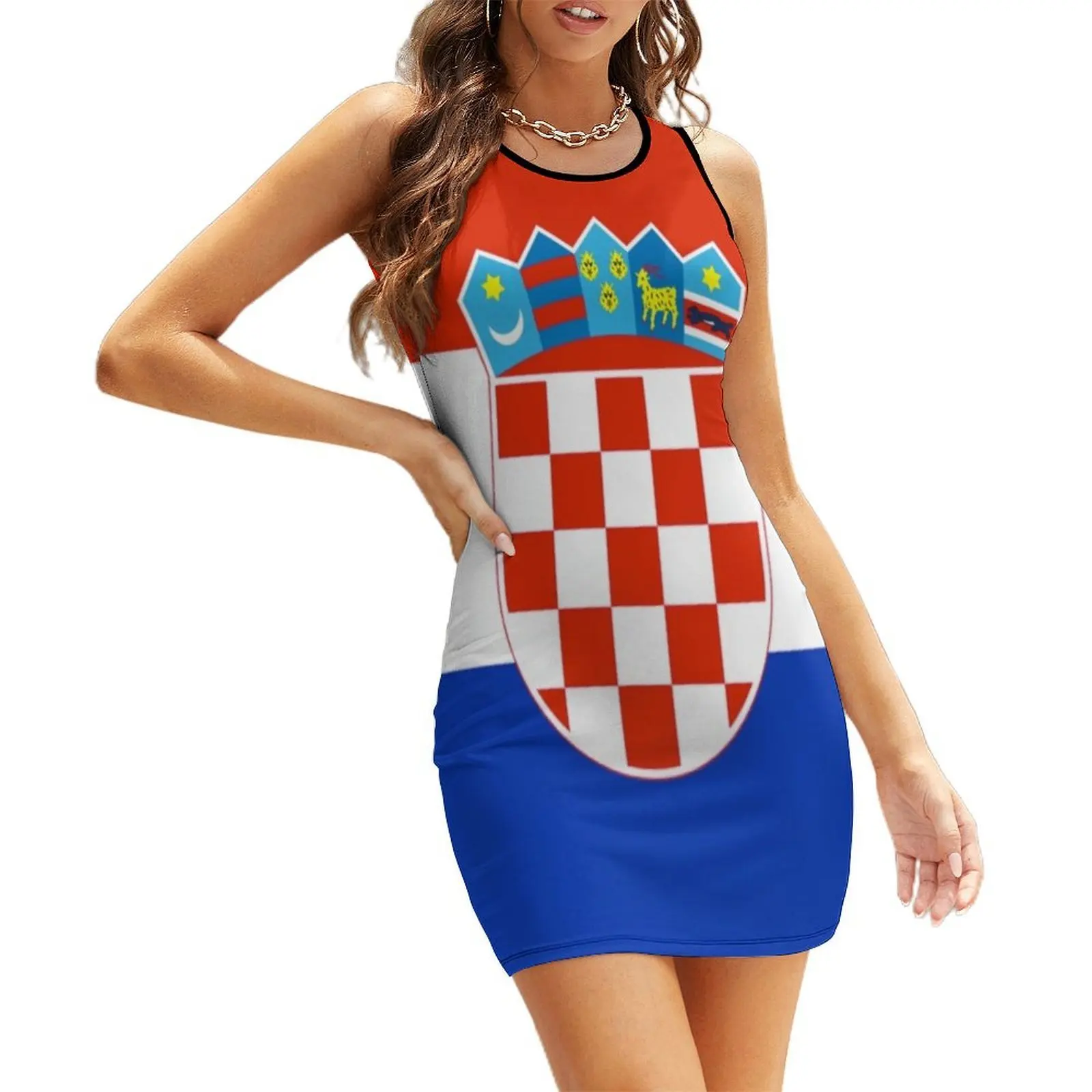 

Croatia Flag Sleeveless Sundress Woman fashion dresses with long sleeves beach outfits for women clothes for woman