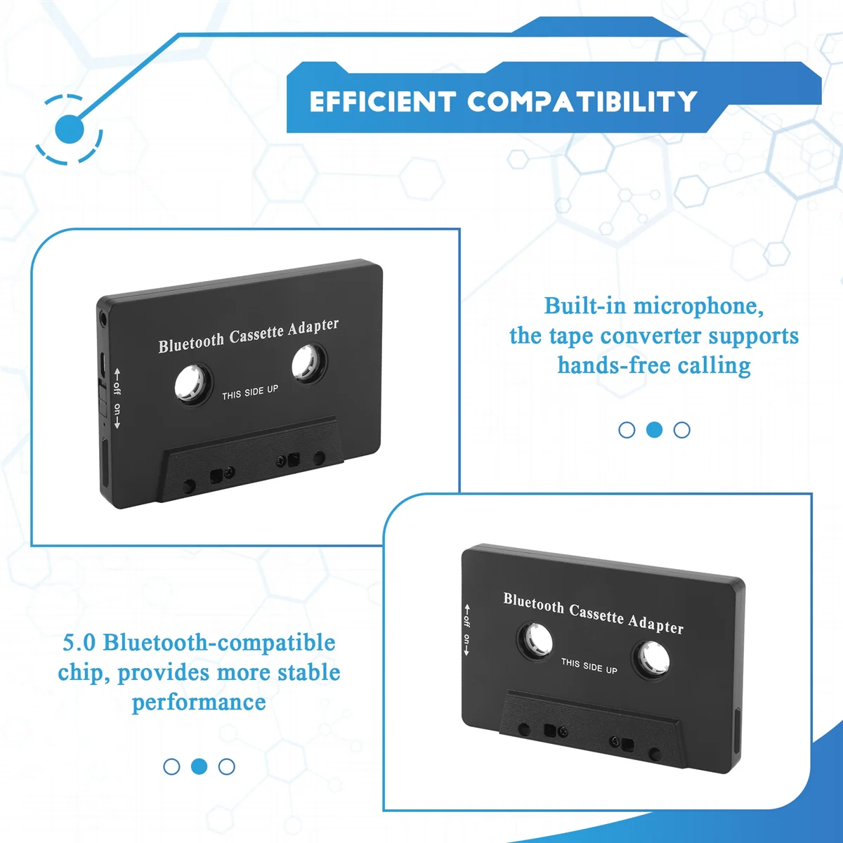 A nova cassete universal bluetooth 5.0 áudio carro fita aux adaptador estéreo com microfone para telefone mp3 aux cabo cd player