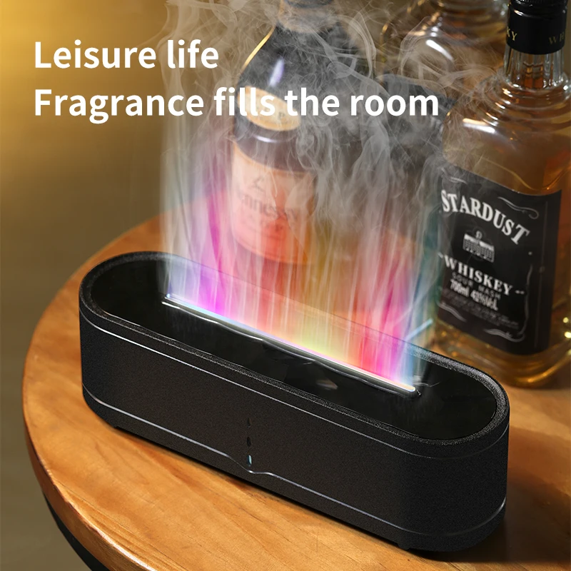 Difusor de aroma de chama 3d arco-íris, simulação de chama de fogo, umidificador de ar usb, estilo crack, chama colorida, difusor de óleo essencial