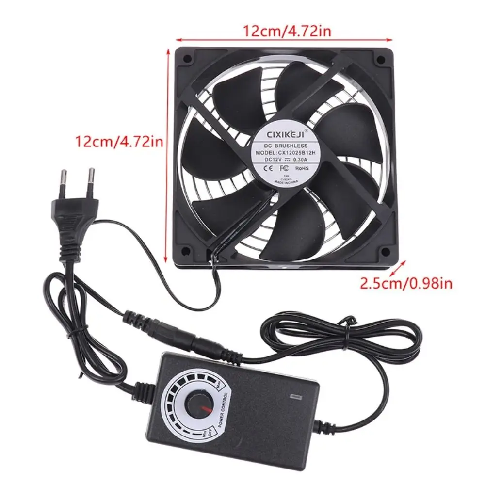 12CM Server Cooling Fan Adjustable Speed 2700RPM Speed Exhaust Fan with Controller Quiet Operation Brushless Fan