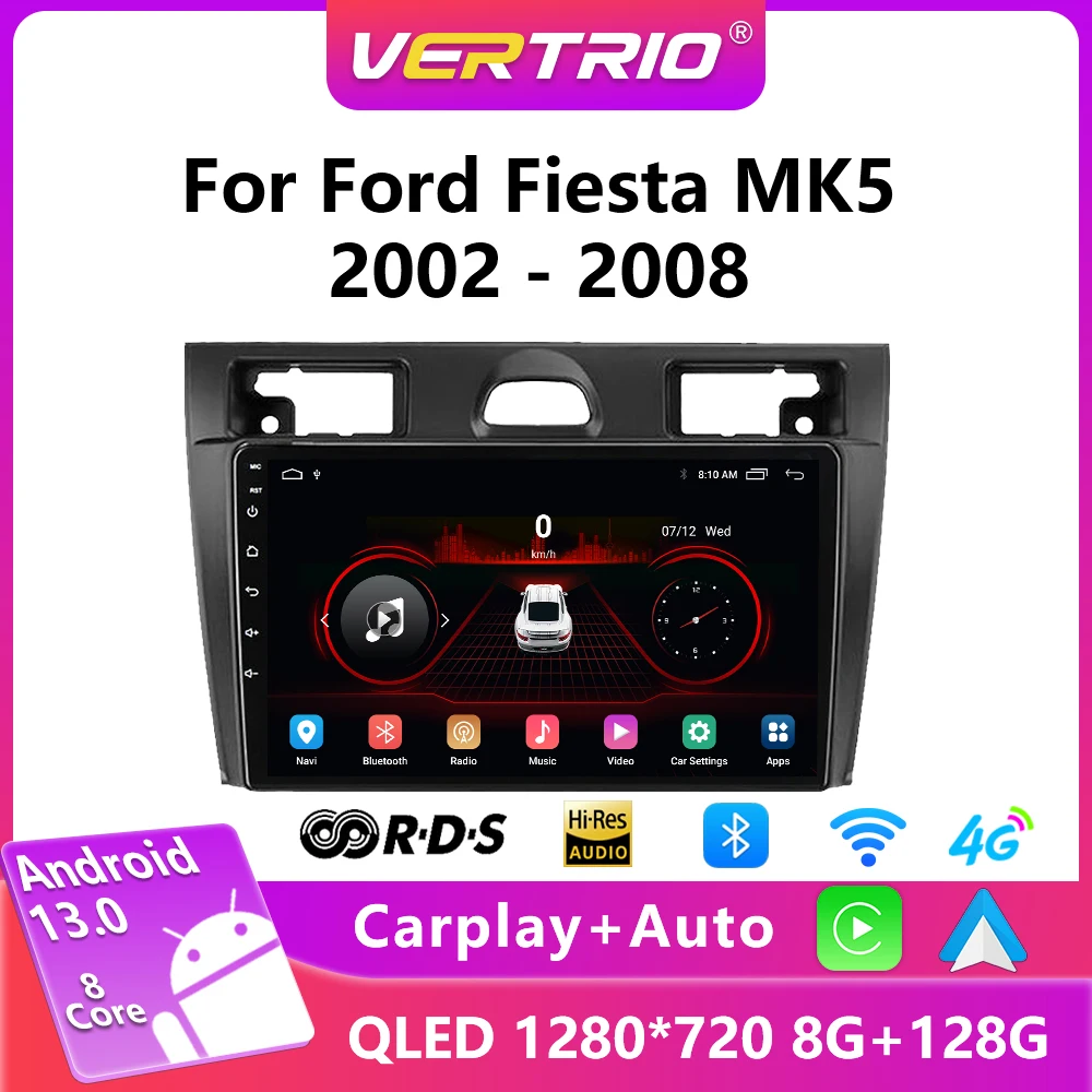 

For Ford Fiesta Mk VI 5 Mk5 2002-2008 Android 13 Car Radio Multimedia Wireless Carplay GPS Navigation Player Stereo 2 Din DVD BT