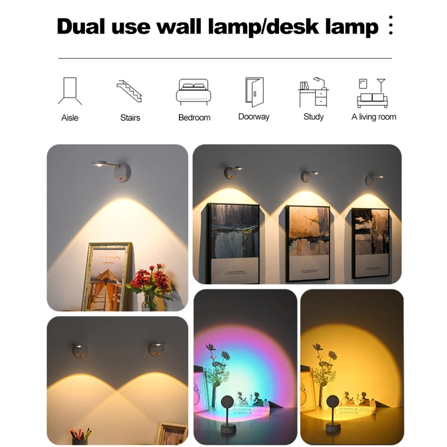 Spotlights USB Rechargeable Intelligent Human Sensing Wireless Wall Light Dimmable Led Spotlight for Lighting Paintings Pictures