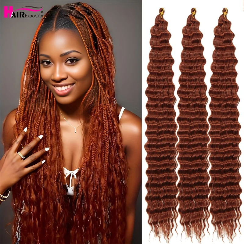 Deep Twist Synthetische Gehaakte Vlechten 30 "Oceaangolf Gehaakte Hair Extensions Zacht Bohemien Krullend Vlechthaar Voor Godin Vlechten