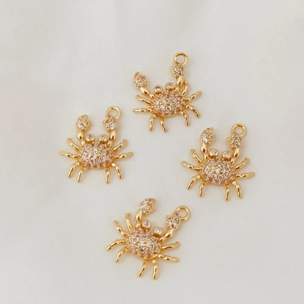 قلادة سرطان البحر الصغيرة المطلية بالذهب عيار 14 قيراط والزركون، قلادة سوار 16 مم، مواد إكسسوارات مجوهرات مصنوعة يدويًا #2