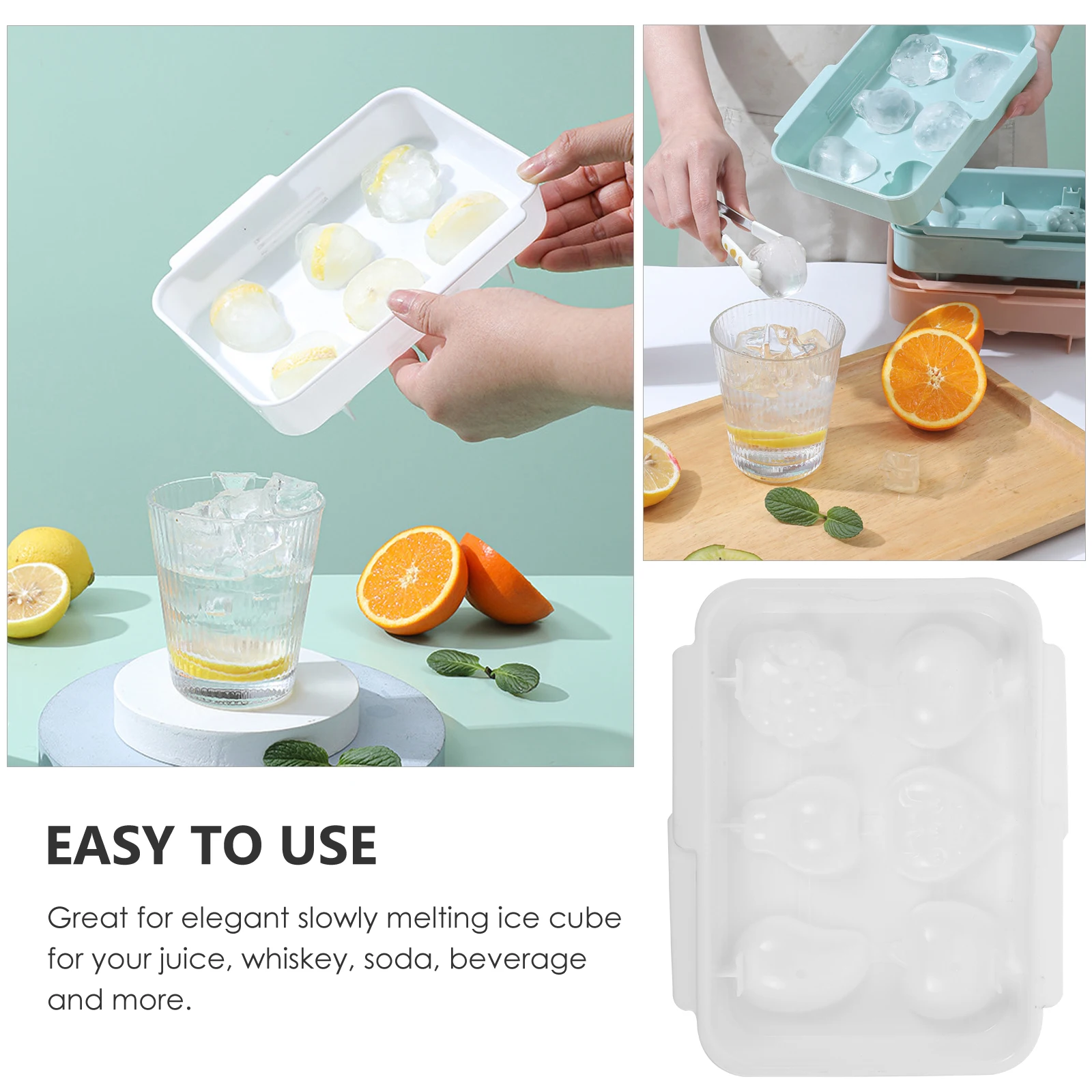 

Fruit Ice Cube Molds Reusable Silicone Tray Maker for Juice Whiskey Elegant Slow Melting Leak Free Non Crack