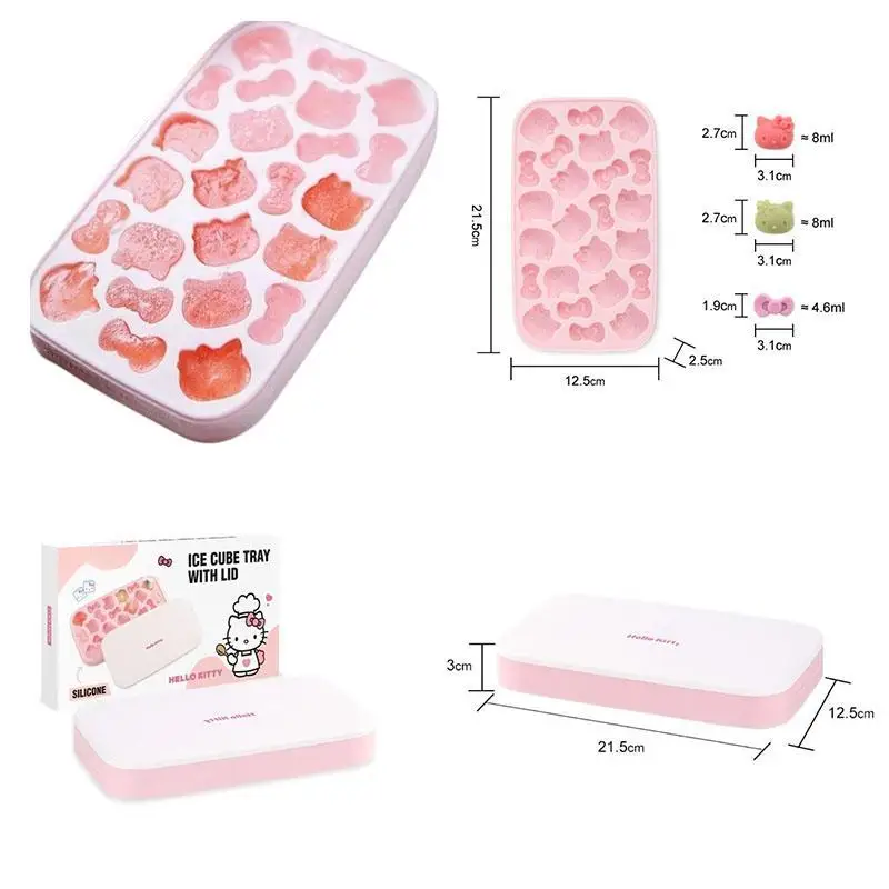 

New Kawaii Sanrio Hello Kitty Ice Grid Household Cartoon Cute Large Capacity Silicone Ice Making Baking Mold Kitchen Supplies