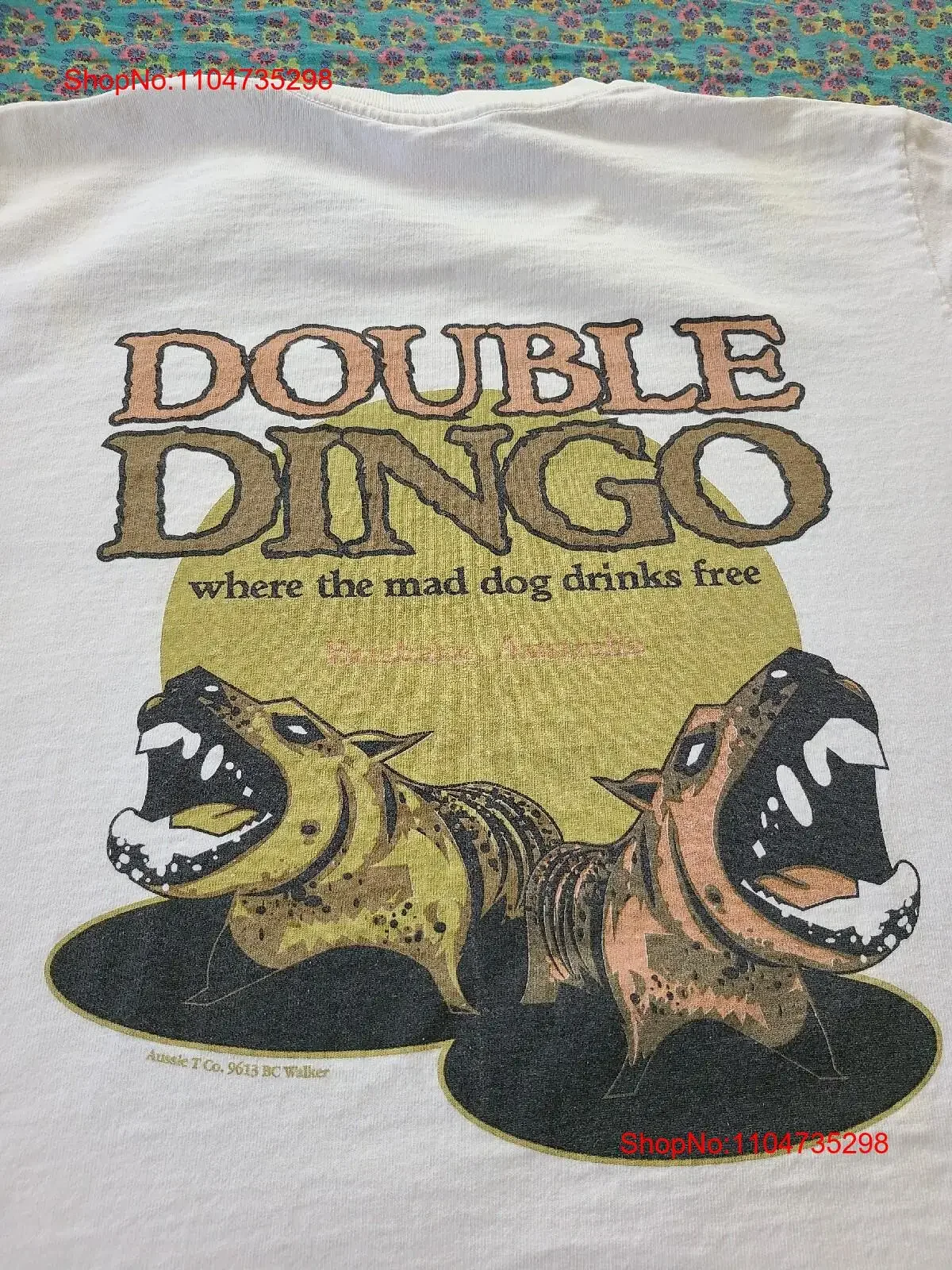 Camiseta de doble Dingo australiana de los años 90, talla de empresa australiana, pequeña, vintage, gráfica lavada, informal, suave, estirada, moda, transpirable