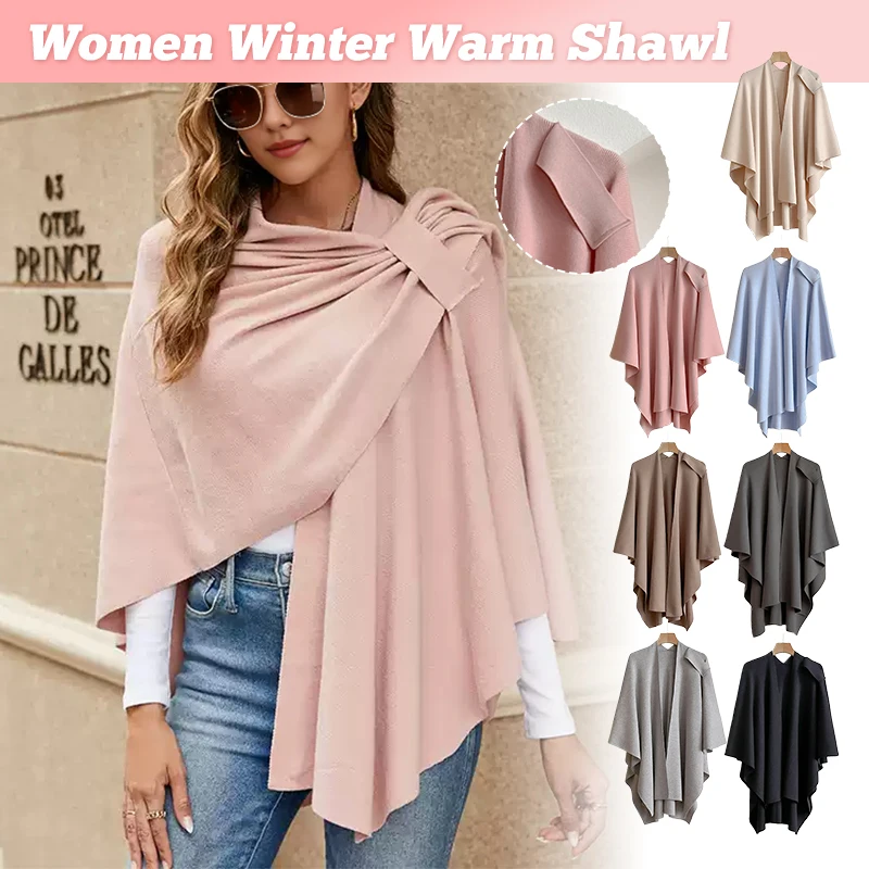 

Women Poncho Solid Color Casual Simple Cardigan Shawl Cloak Luxury Scarf Cape Stole Outdoor Decoration Shawl Wrap Blanket