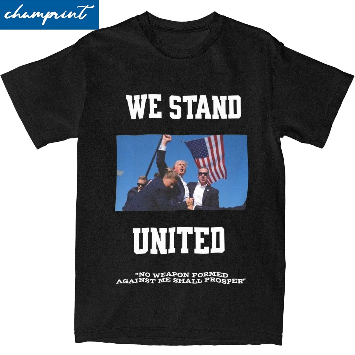 We Stand United Trump Tshirt Men's Cotton Clothing Retro Trump Shooting 2024 Crewneck Short Sleeve