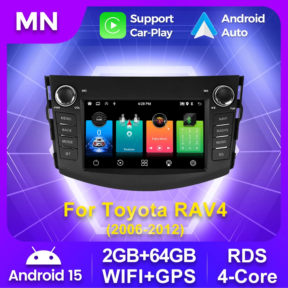 

7 Inch Carplay Android Auto Car Multimedia Player for Toyota RAV4 Rav 4 2006-2012 GPS Radio Stereo 2 Din No DVD Audio Head Unit