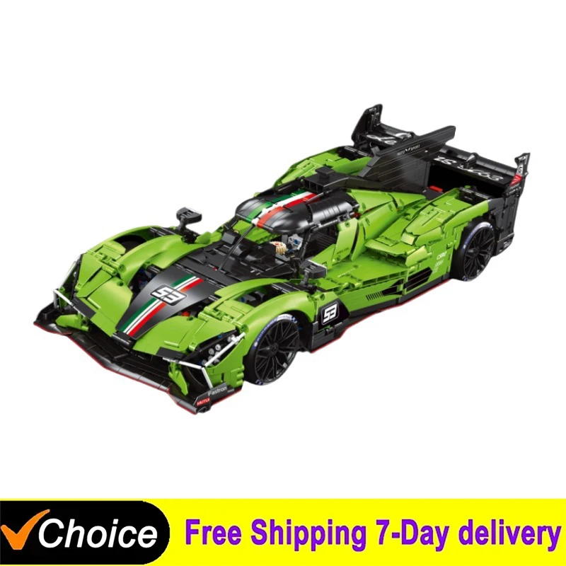 

MOC Green Super Car 3771Pcs Technical 1:8 Hypercar SC63 Sports Car Building Blocks Model Bricks Assembling Toys for Kids Gift