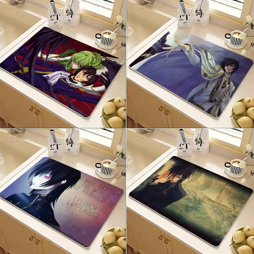 C-Code Geass Anime Floor Mat Diatomite Floor Mat Fast Drying Odor Resistant Non Slip Bath Kitchen Mat