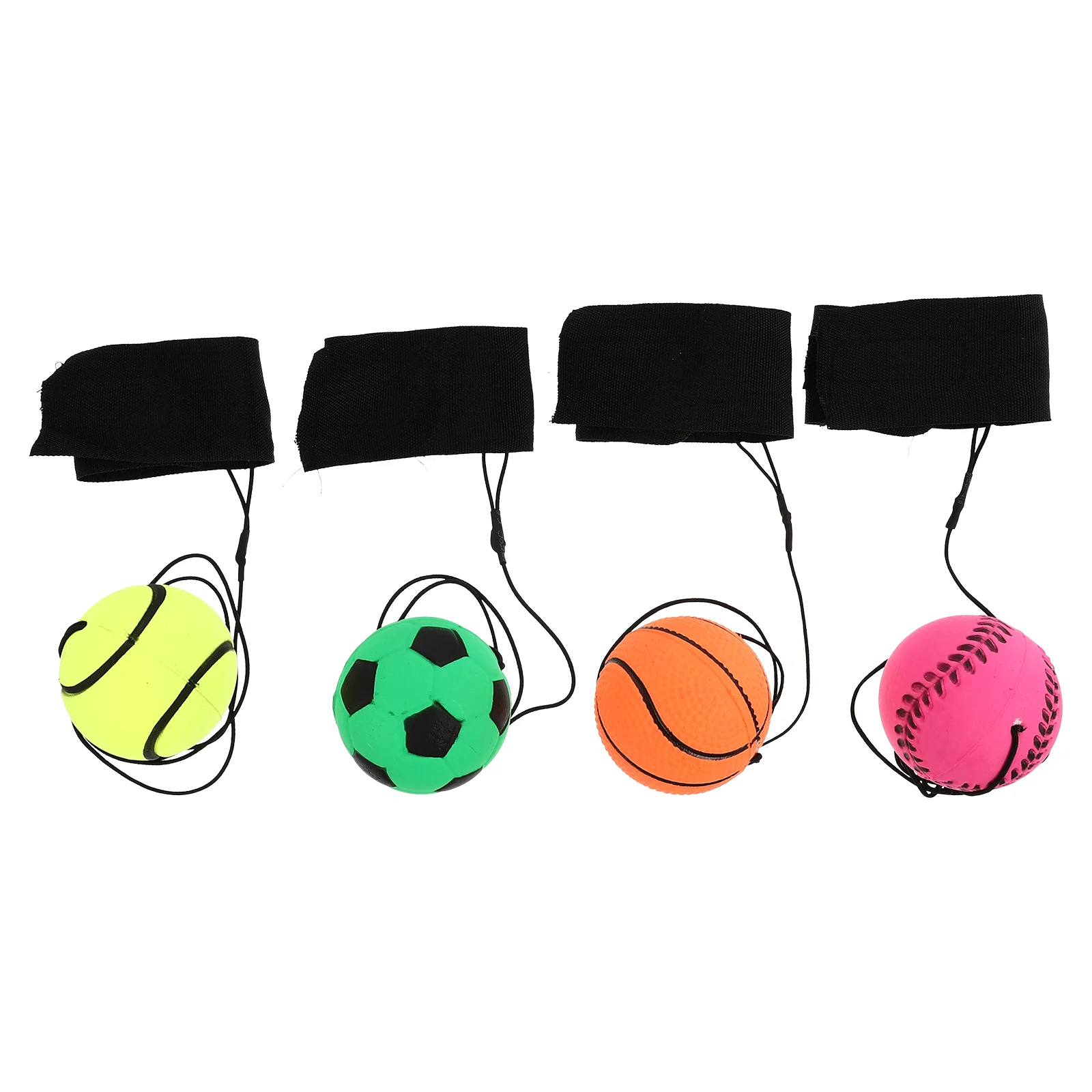 4 Pcs Fluorescent Bouncy Ball Throwing Balls Wrist Elastic Toss Toy Vent Bouncing The Kids Plaything Long Line