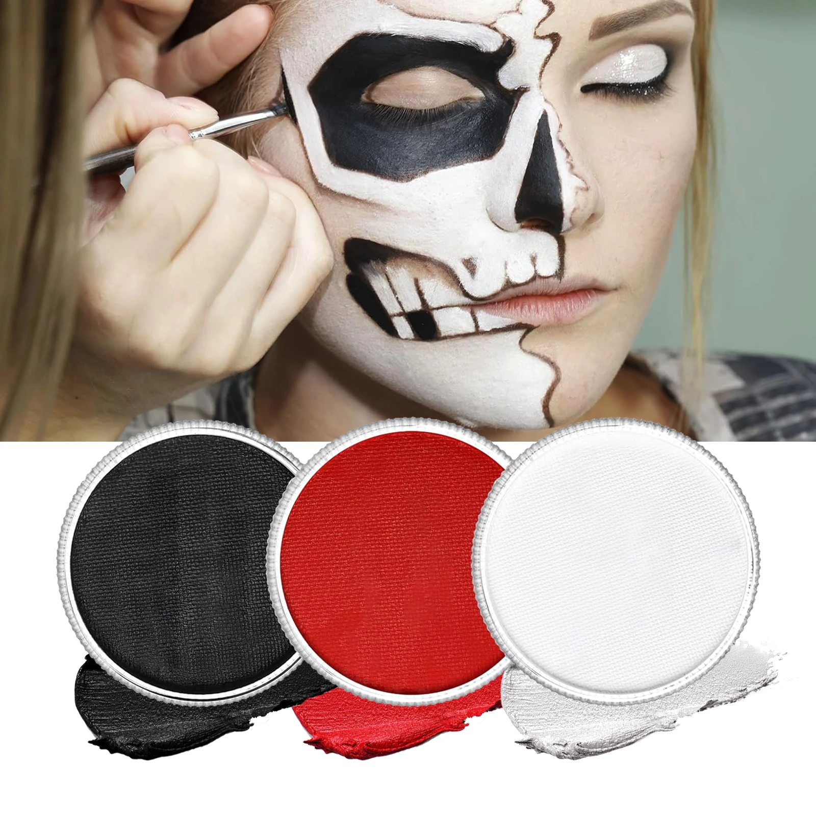 Pintura facial activada por agua para fiesta, pinturas faciales no tóxicas para Halloween, disfraz de Joker de payaso demonio, Cosplay y maquillaje