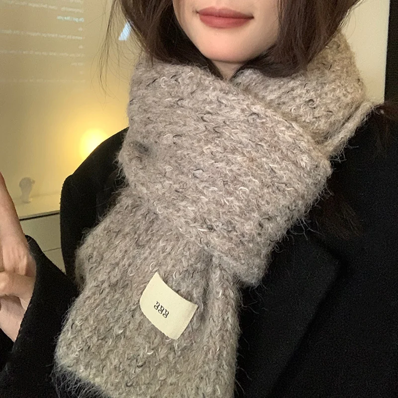 Solid Women\'s Knitted Scarf For Lady Warm Long Scarf For Going Out 2024 Autumn And Winter Scarf bufandas niñas